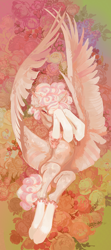 Size: 2000x4500 | Tagged: safe, artist:yanisfucker, oc, oc only, pegasus, pony, clothes, female, flower, lying down, mare, on back, socks, solo