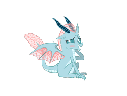 Size: 3200x2400 | Tagged: safe, artist:draconequues, ocellus, changeling, dragon, g4, blushing, embarrassed, februpony, high res, horn, species swap, transparent mane, transparent wings, wings