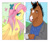 Size: 2500x2100 | Tagged: safe, artist:punkcoa, fluttershy, butterfly, horse, pegasus, pony, anthro, g4, bojack horseman, bojack horseman (character), cigarette, crossover, duo, fanart, female, high res, male, mare, mug, smoking, stallion