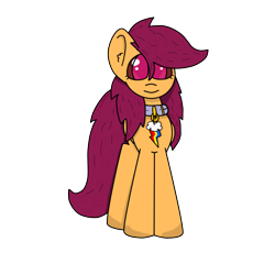 Size: 4000x4000 | Tagged: safe, artist:chubbysonicfan, scootaloo, g4, alternate hairstyle, collar, hair over one eye, lesboloo, looking at you, older, older scootaloo, purple eyes, simple background, smiling, solo, transparent background