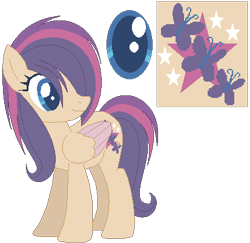 Size: 413x402 | Tagged: safe, artist:juliahtf, oc, oc only, oc:sparkle butterfly, base used, beige fur, colored wings, hair over one eye, magical lesbian spawn, offspring, parent:fluttershy, parent:twilight sparkle, parents:twishy, simple background, solo, transparent background, wings