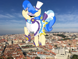 Size: 2000x1500 | Tagged: safe, artist:dashiesparkle, artist:thegiantponyfan, sapphire shores, earth pony, pony, g4, female, giant pony, giant sapphire shores, giant/macro earth pony, giantess, highrise ponies, irl, macro, mare, mega giant, photo, ponies in real life, portugal
