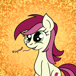 Size: 2000x2000 | Tagged: safe, artist:dafiltafish, roseluck, earth pony, pony, g4, abstract background, high res, smiling, solo, squee