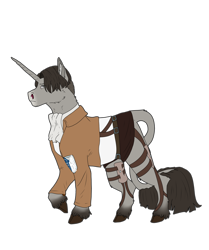 Size: 3600x4300 | Tagged: safe, artist:sashakruchkinatv, pony, unicorn, attack on titan, clothes, levi ackerman, male, ponified, simple background, solo, stallion, transparent background