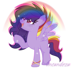 Size: 2846x2638 | Tagged: safe, artist:encandeza, oc, oc only, pegasus, pony, base used, bracelet, eyelashes, female, high res, jewelry, mare, pegasus oc, rainbow, simple background, smiling, solo, transparent background