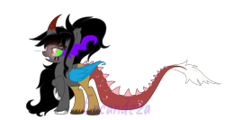 Size: 5728x3040 | Tagged: safe, artist:encandeza, oc, draconequus, base used, curved horn, draconequus oc, horn, simple background, sombra eyes, transparent background