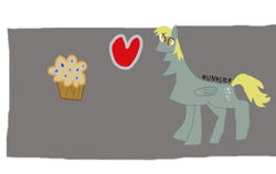 Size: 4495x2834 | Tagged: safe, artist:hunkster, derpy hooves, pegasus, pony, g4, 1000 hours in ms paint, female, food, long neck, mare, muffin