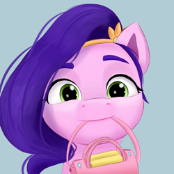 Size: 2000x2000 | Tagged: safe, artist:pipp_petal, pipp petals, pegasus, pony, g5, my little pony: a new generation, adorapipp, cute, female, high res, mare, mouth hold, movie accurate, show accurate, simple background, solo