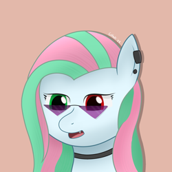 Size: 1200x1200 | Tagged: safe, artist:_cobalttuelatte, oc, oc only, pegasus, pony, collar, ear piercing, earring, female, heterochromia, icon, jewelry, mare, pegasus oc, piercing, sunglasses, two toned mane