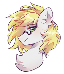 Size: 1240x1428 | Tagged: safe, artist:dedfriend, oc, oc only, oc:ludwig von leeb, pegasus, pony, blonde hair, chest fluff, ear fluff, glasses, green eyes, looking at you, male, simple background, solo, stallion, transparent background
