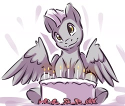 Size: 1622x1375 | Tagged: safe, artist:kam, thunderlane, pegasus, pony, g4, birthday cake, cake, food, solo