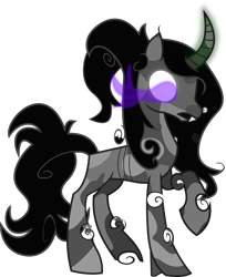 Size: 1634x2000 | Tagged: safe, artist:frownfactory, umbrum, g4, glowing, glowing eyes, glowing horn, horn, long hair, long mane, long tail, show accurate, simple background, solo, tail, transparent background, vector