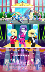 Size: 3300x5247 | Tagged: safe, artist:alinabr00k, apple bloom, applejack, blueberry cake, bon bon, cherry crash, flash sentry, lyra heartstrings, rarity, sandalwood, scootaloo, sweetie belle, sweetie drops, trixie, human, equestria girls, equestria girls series, g4, life is a runway, breakdancing, cody martin, comic, crossover, dice corleone, equestria girls-ified, fall formal, freddie benson, gibby gibson, hand on hip, icarly, romantic, sam & cat, sleeveless, the suite life of zack and cody, zack martin