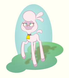 Size: 1135x1282 | Tagged: safe, artist:wholetthemonstersout, pom (tfh), lamb, sheep, them's fightin' herds, bell, bell collar, cloven hooves, collar, community related, female, looking up, solo