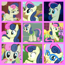 Size: 800x800 | Tagged: safe, edit, edited screencap, editor:twilyisbestpone, screencap, bon bon, sweetie drops, earth pony, pony, do princesses dream of magic sheep, g4, pinkie pride, season 1, season 4, season 5, season 8, slice of life (episode), the break up breakdown, the ticket master, winter wrap up, adorabon, collage, compilation, cute, female, filly, filly bon bon, foal, mare, plant team, scrunchy face, twisted bon bon, winter wrap up vest, younger
