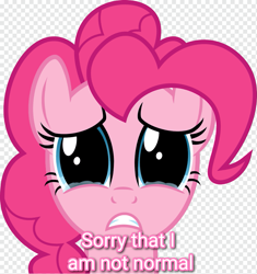 Size: 1079x1146 | Tagged: safe, pinkie pie, earth pony, pony, a friend in deed, g4, alpha channel, bronybait, bust, caption, crying, cute, diapinkes, image macro, looking at you, sad, sadorable, solo, talking to viewer, teary eyes, text