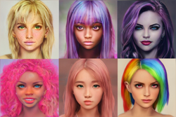 Size: 3828x2550 | Tagged: safe, editor:diameltzowo, applejack, fluttershy, pinkie pie, rainbow dash, rarity, twilight sparkle, human, g4, blonde, blue eyes, blushing, bust, curly hair, dark skin, eyebrows, female, freckles, green eyes, group, high res, humanized, irl, kinky hair, lipstick, looking at you, looking up, mane six, multicolored hair, photo, pink eyes, pink hair, portrait, purple eyes, purple hair, rainbow hair, realistic, red eyes, simple background, smiling, turquoise eyes