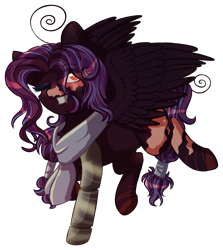 Size: 1147x1285 | Tagged: safe, artist:stormcloud-yt, oc, oc only, pegasus, pony, clothes, grin, one eye closed, pegasus oc, scar, scarf, simple background, smiling, solo, transparent background, wings, wink