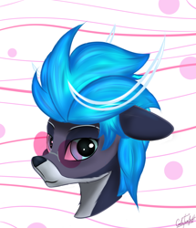 Size: 918x1068 | Tagged: safe, artist:cmdrtempest, oc, oc only, oc:vibrant star, deer, blue eyes, cute, glasses, horns, looking at you, male, simple background, solo