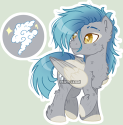 Size: 1260x1279 | Tagged: safe, artist:stormcloud-yt, oc, oc only, pegasus, pony, base used, chest fluff, colored hooves, ear fluff, looking back, male, offspring, parent:rarity, parent:thunderlane, parents:rarilane, pegasus oc, solo, stallion, wings