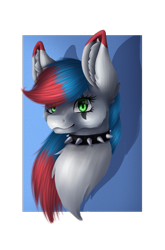 Size: 1987x3018 | Tagged: safe, artist:maneblue, oc, oc only, earth pony, pony, bust, chest fluff, choker, ear fluff, earth pony oc, simple background, solo, spiked choker, transparent background