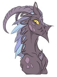 Size: 2048x2732 | Tagged: safe, artist:ask-y, oc, oc only, dragon, bust, dragon oc, high res, horns, simple background, transparent background