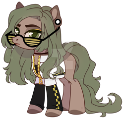 Size: 1024x975 | Tagged: safe, artist:miioko, oc, oc only, earth pony, pony, clothes, colored hooves, deviantart watermark, ear piercing, earth pony oc, female, glasses, mare, obtrusive watermark, piercing, simple background, solo, transparent background, watermark