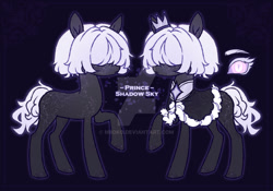 Size: 1024x717 | Tagged: safe, artist:miioko, oc, oc only, earth pony, pony, clothes, constellation, crown, deviantart watermark, duo, earth pony oc, hair over eyes, jewelry, obtrusive watermark, raised hoof, regalia, watermark