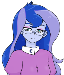 Size: 640x740 | Tagged: safe, artist:batipin, princess luna, vice principal luna, human, equestria girls, g4, female, glasses, simple background, solo, transparent background