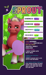 Size: 569x910 | Tagged: safe, edit, sprout cloverleaf, earth pony, pony, g5, my little pony: a new generation, comments locked down, instagram, male, smiling, solo, stallion, text