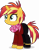 Size: 3152x4045 | Tagged: safe, artist:anime-equestria, sunset shimmer, pony, unicorn, g4, alternate hairstyle, clothes, cute, female, full body, high res, hoof shoes, horn, mare, scarf, shadow, shimmerbetes, shoes, simple background, smiling, solo, standing, sweater, tail, transparent background, vector