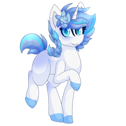 Size: 1280x1280 | Tagged: safe, artist:star-theft, oc, oc only, oc:winter spott, pony, unicorn, braid, colored hooves, colored pupils, female, full body, hooves, horn, mare, raised hoof, raised leg, shading, simple background, solo, three quarter view, transparent background