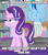 Size: 1272x1440 | Tagged: safe, edit, edited screencap, screencap, rainbow dash, starlight glimmer, pegasus, pony, unicorn, g4, school raze, season 8, adventure in the comments, caption, cropped, duo, duo female, female, flapping wings, flying, frown, g5 drama, horn, image macro, implied g5, implied sprout cloverleaf, ironic in hindsight, mare, smiling, solo focus, spread wings, standing, starlight glimmer is not amused, text, text edit, unamused, wings