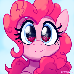 Size: 2048x2048 | Tagged: safe, artist:pfeffaroo, pinkie pie, earth pony, pony, bust, cute, daaaaaaaaaaaw, diapinkes, female, full face view, happy, high res, hnnng, looking at you, mare, portrait, smiling, solo, weapons-grade cute