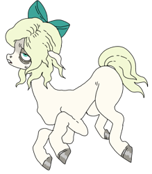 Size: 673x768 | Tagged: safe, artist:catgrin, oc, oc only, oc:apparitia, earth pony, pony, adoptable, bags under eyes, bow, female, hair bow, hooves, lidded eyes, mare, simple background, solo, sweat, tired, transparent background