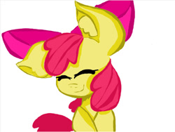 Size: 602x452 | Tagged: safe, artist:nastya shapoval, apple bloom, earth pony, pony, adorabloom, cute, eyes closed, female, filly, foal, smiling, solo