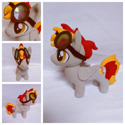 Size: 1024x1024 | Tagged: safe, artist:fleecefriendship, oc, oc only, oc:afterburner, pegasus, pony, goggles, goggles on head, irl, male, multiple views, pegasus oc, photo, plushie, stallion, wings