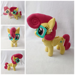 Size: 1024x1024 | Tagged: safe, artist:fleecefriendship, fluttershy, posey shy, pegasus, pony, g4, ear piercing, earring, female, irl, jewelry, mare, mother and child, mother and daughter, multiple views, necklace, pearl necklace, photo, piercing, plushie, solo