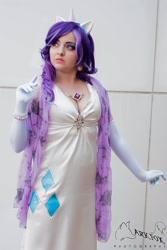 Size: 1280x1920 | Tagged: safe, artist:chiara scuro, rarity, human, g4, clothes, cosplay, costume, cutie mark on clothes, gloves, irl, irl human, jewelry, long gloves, necklace, photo, solo