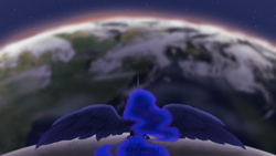 Size: 3840x2160 | Tagged: safe, artist:sparkie45, princess luna, alicorn, pony, g4, earth, high res, on the moon, solo