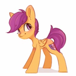 Size: 623x620 | Tagged: safe, artist:melodylibris, scootaloo, pegasus, pony, g4, blushing, chest fluff, cute, cutealoo, female, filly, foal, folded wings, simple background, solo, the cmc's cutie marks, white background, wings