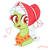 Size: 1200x1200 | Tagged: safe, artist:memengla, granny smith, earth pony, pony, g4, bonnet, bust, clothes, cute, female, granny smith's shawl, heart, mare, open mouth, open smile, simple background, smiling, solo, white background, young granny smith, younger