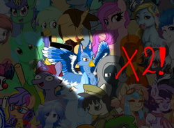 Size: 722x530 | Tagged: safe, artist:raptec, oc, alicorn, bat, earth pony, griffon, pegasus, pony, unicorn, collaboration, griffon oc