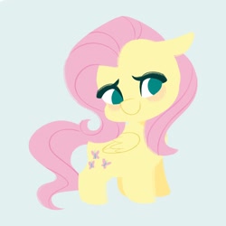Size: 2048x2048 | Tagged: safe, artist:ethereanunicorn, fluttershy, pegasus, pony, g4, chibi, cute, high res, lineless, no pupils, shyabetes, simple background, solo