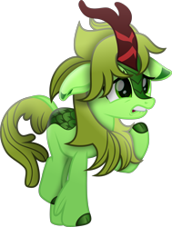 Size: 3886x5145 | Tagged: safe, artist:php178, oc, oc:cuteness overload, kirin, pony, derpibooru, g4, my little pony: the movie, sounds of silence, .svg available, biting, cuteness overload, derpibooru ponified, floppy ears, green eyes, horn, inkscape, kirin oc, kirin-ified, leonine tail, lip bite, looking at something, male, meta, movie accurate, nervous, ponified, raised hoof, scales, simple background, species swap, stallion, stallion oc, svg, tail, transparent background, unshorn fetlocks, vector, 漂亮