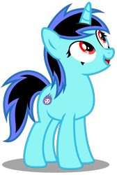 Size: 1950x2910 | Tagged: safe, artist:strategypony, oc, oc only, oc:darkblast, pony, unicorn, female, happy, horn, looking up, mare, simple background, smiling, solo, tail, transparent background, two toned mane, two toned tail, unicorn oc