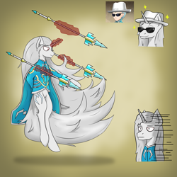 Size: 2953x2953 | Tagged: safe, artist:thatsbadboi, oc, oc:astral claw, pony, unicorn, crossover, high res, simple background, spear, tales of zestiria, weapon