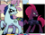 Size: 618x476 | Tagged: safe, artist:michela cacciatore, idw, black belle, tempest shadow, pony, unicorn, g4, generations #5, my little pony: generations, broken horn, comparison, horn, redraw