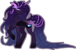 Size: 1967x1283 | Tagged: safe, artist:stormcloud-yt, oc, oc only, alicorn, pony, alicorn oc, base used, ethereal mane, female, horn, looking back, mare, raised hoof, simple background, solo, starry mane, transparent background, wings