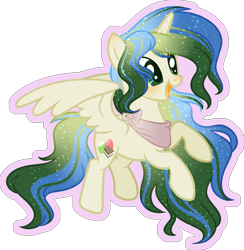 Size: 1003x1026 | Tagged: safe, artist:stormcloud-yt, oc, oc only, alicorn, pony, alicorn oc, base used, ethereal mane, female, full body, hooves, horn, mare, neckerchief, open mouth, open smile, outline, partially open wings, simple background, smiling, solo, starry mane, transparent background, wings